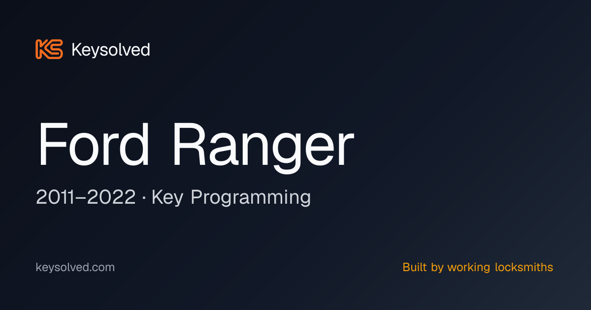 Ford Ranger 2011–2022 Key Programming | Keysolved