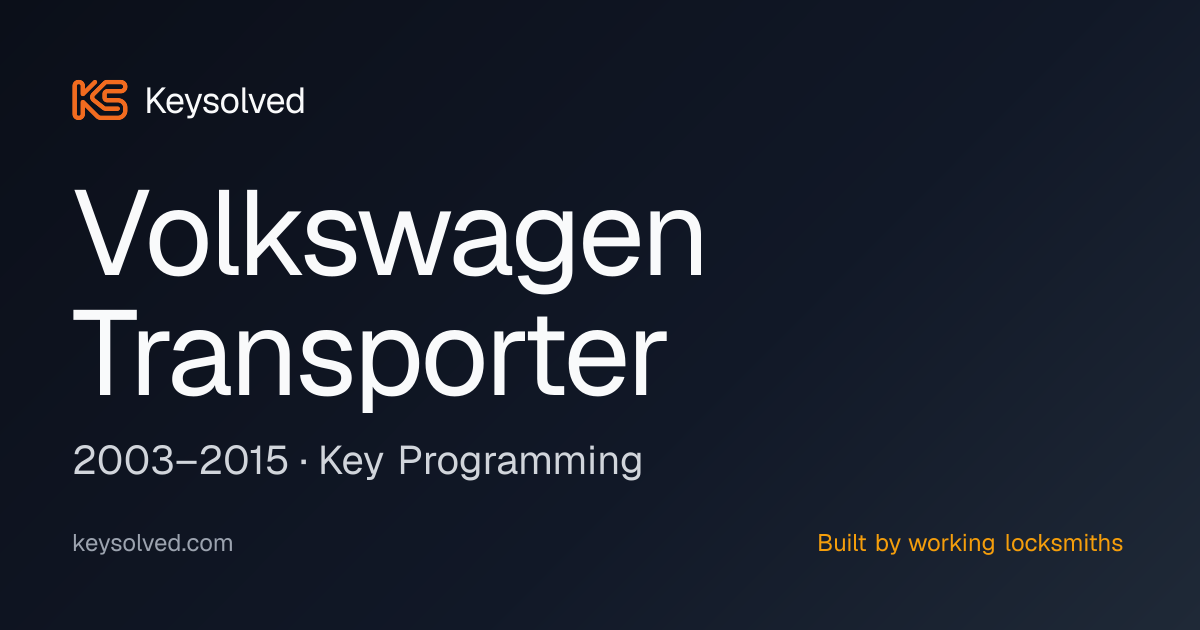 Volkswagen Transporter 2003–2015 Key Programming | Keysolved